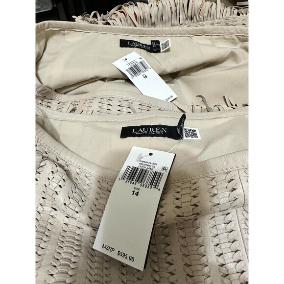 NWT $595 Ralph Lauren SKIRT Fringe Trim Woven Leather Pencil 100% LAMB LEATHER - Picture 14 of 14